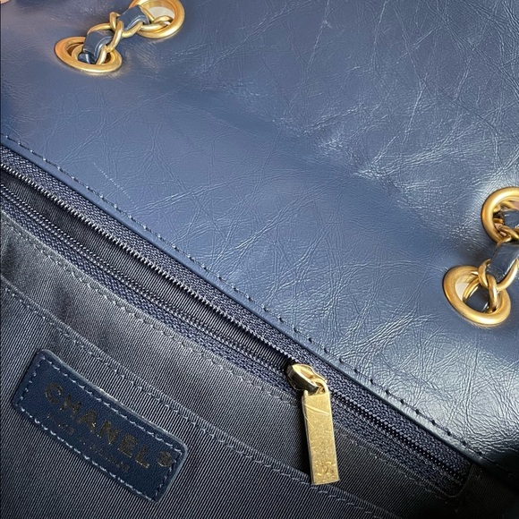 Brand new Chanel Aged Lambskin Navy backpack worn twice!!